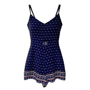 Youcom Blue Cutout Spaghetti Strap Romper Size XS Boho Festival
